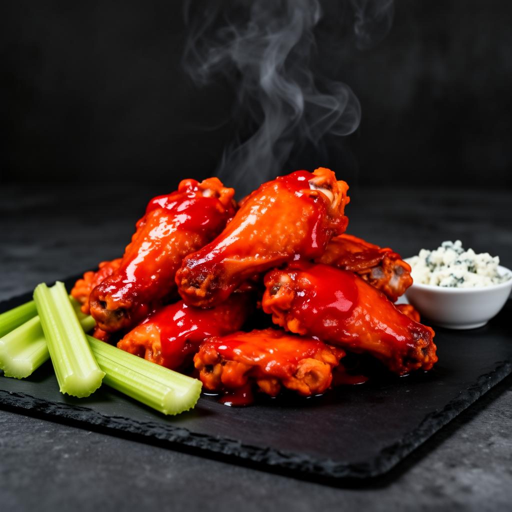 Buffalo wings con salsa picante roja